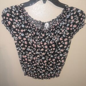 Divided By H&M Floral Black Crop Top